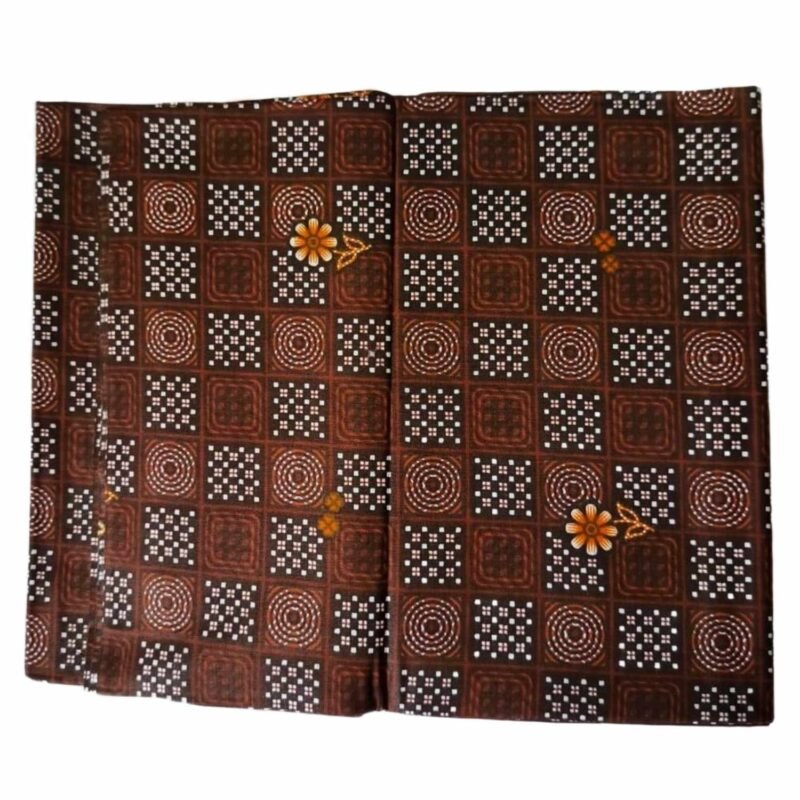 Brown Cotton Printed Lungi 2 Meters Unstitched Unfolded