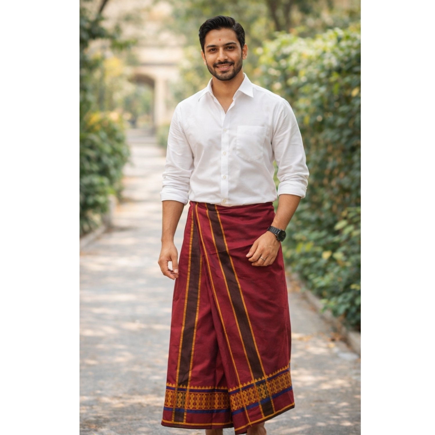 Rani Pink Cotton Dhoti 9x5 Size Lifestyle