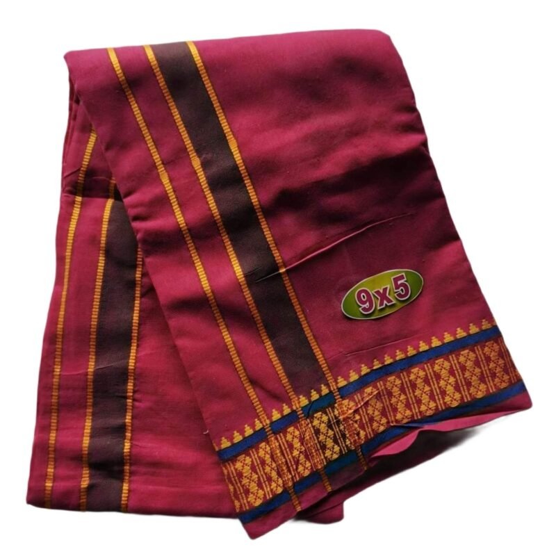 Rani Pink Cotton Dhoti 9x5 Size Unfolded1