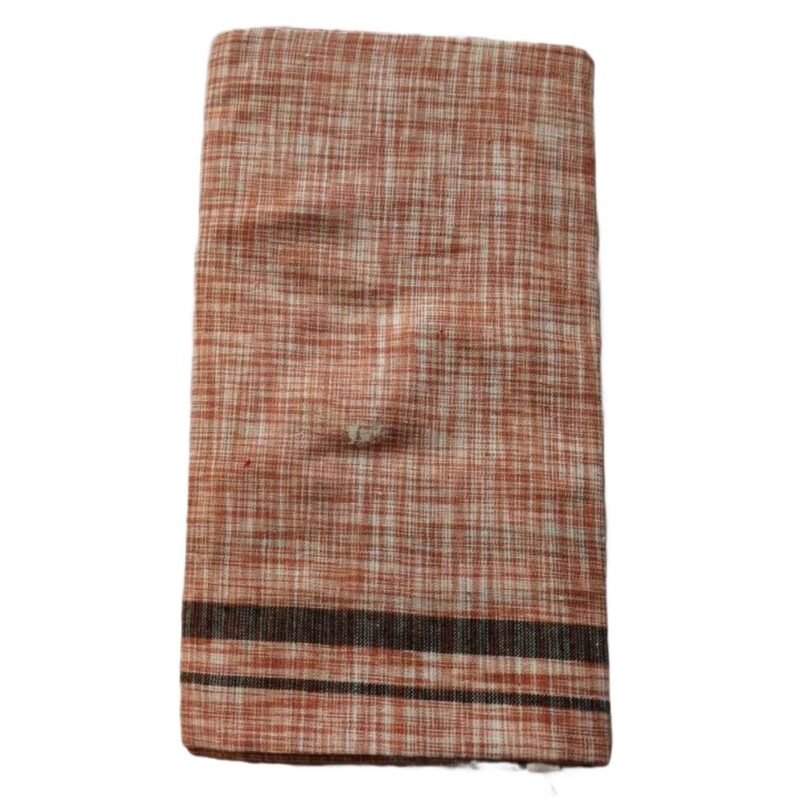 Earthy Rust Orange Pure Cotton Lungi 2 Meters Unstitched Folded