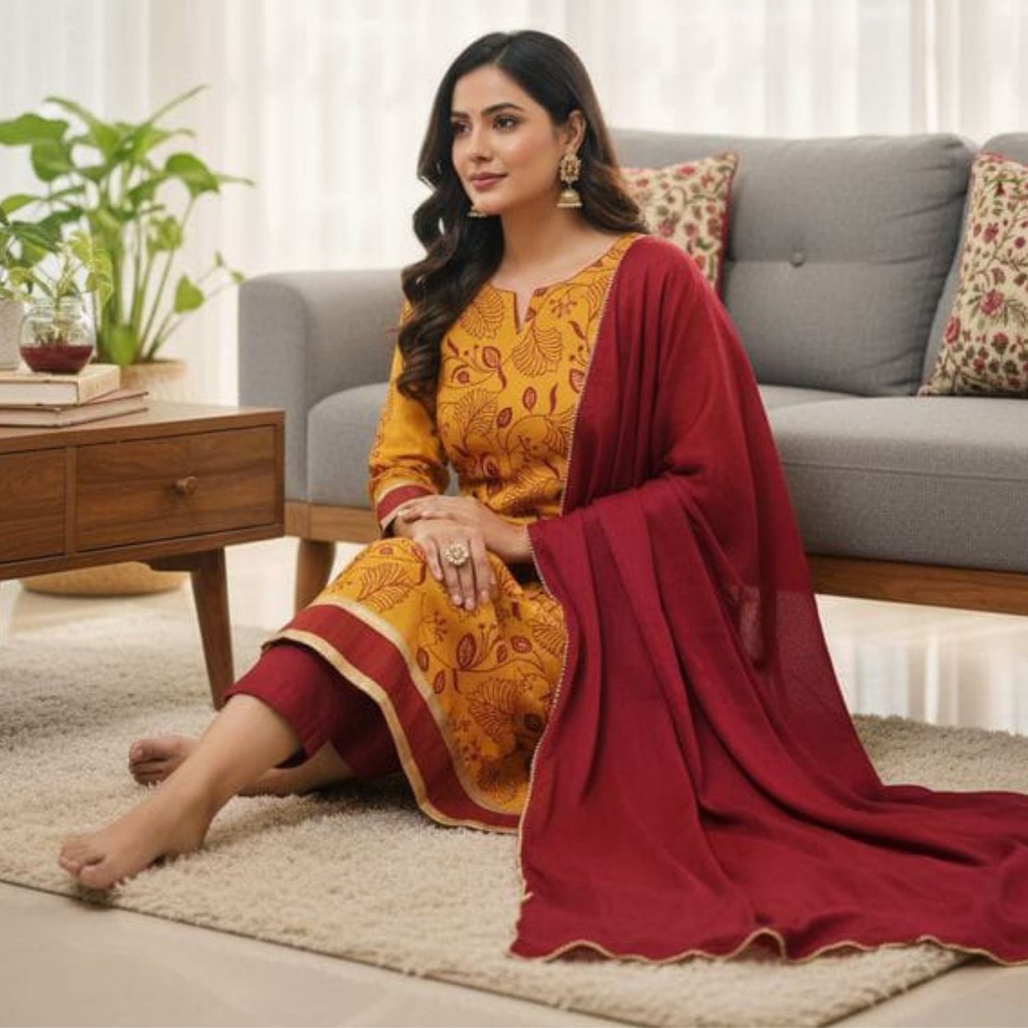 Cotton Embroidered Unstitched Dress Material For Girls Lifestyle