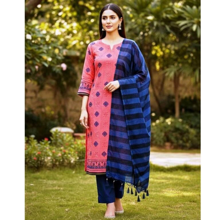Embroidered Cotton dress Materials Unstitched Lifestyle