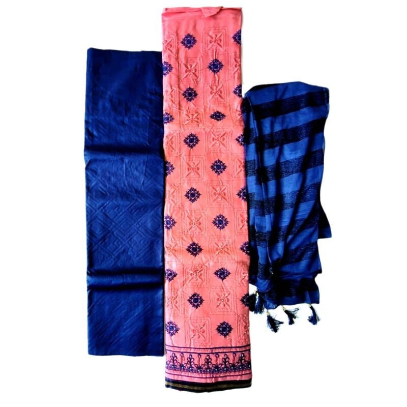 Embroidered Cotton dress Materials Unstitched Unfolded