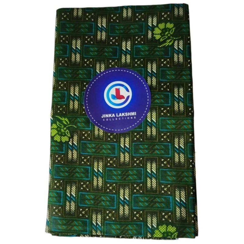 Green Cotton Printed Lungi 2 Meters Unstitched Folded