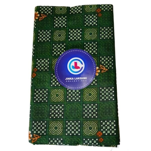 Green Cotton Printed Unstitched lungi 2 Meters Folded