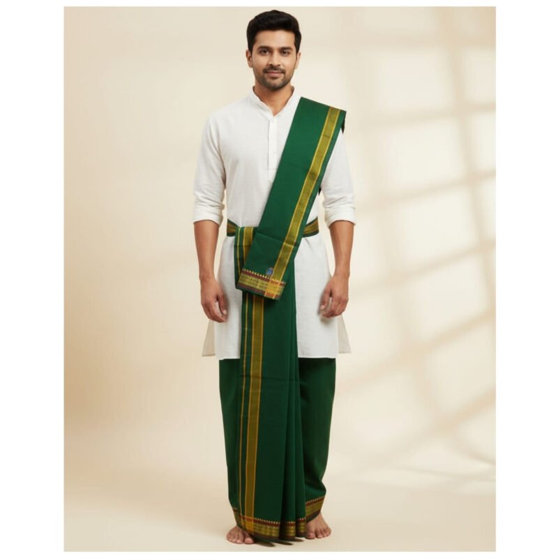 Green Cotton dhoti 9x5 Size Lifestyle