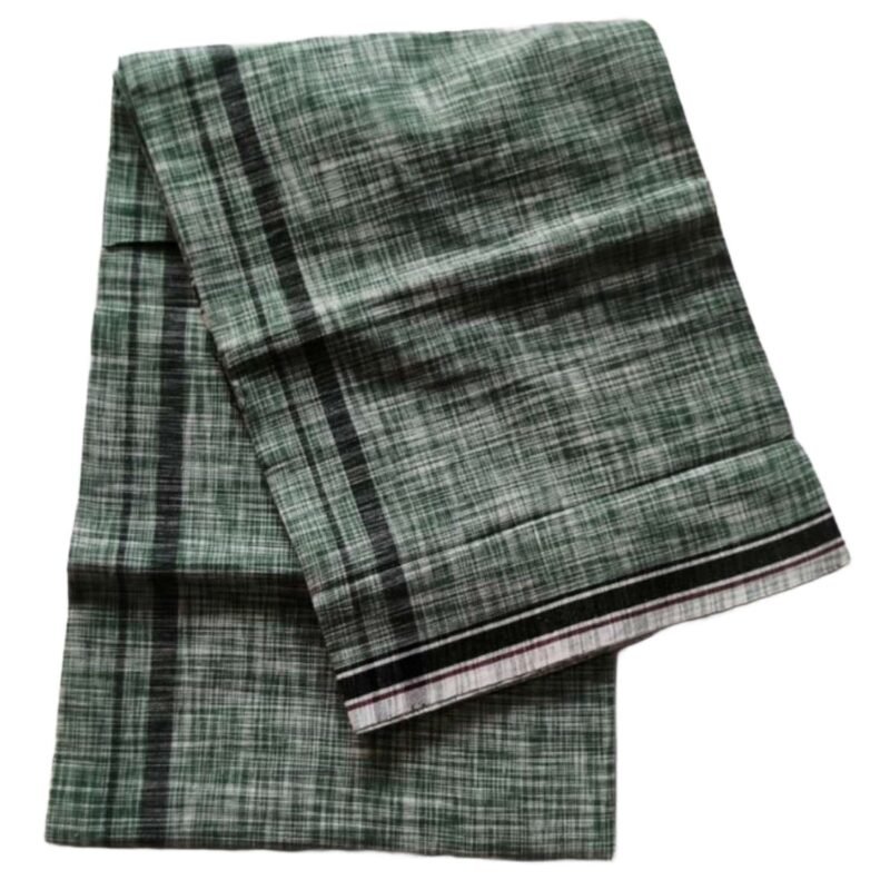 Green Pure Cotton Lungi 2 Meters Unstitched Unfolded1