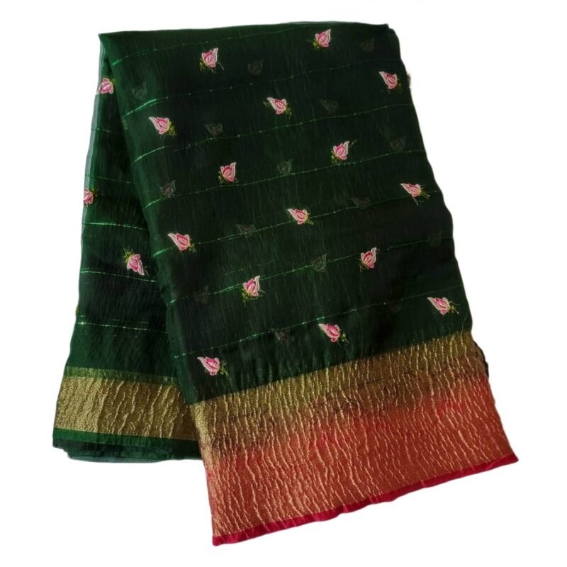 Green Silk Saree Unfolded