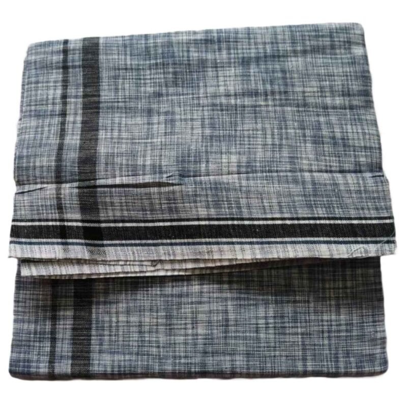Grey Pure Cotton Lungi 2 Meters Unstitched Unfolded