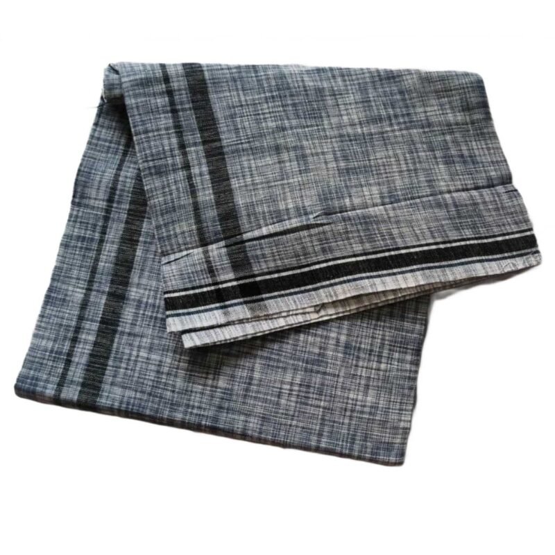 Grey Pure Cotton Lungi 2 Meters Unstitched Unfolded1