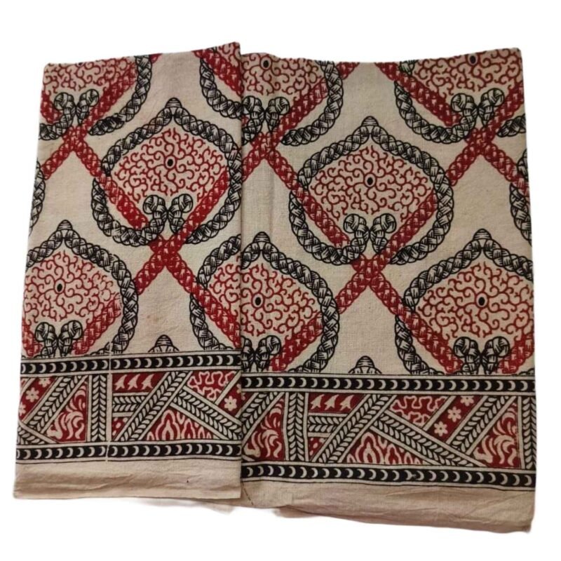 Kalamkari Cotton Lungi 2 Meters Unstitched Design 11 Unfolded
