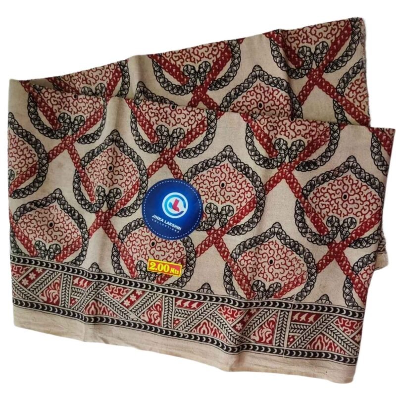 Kalamkari Cotton Lungi 2 Meters Unstitched Design 11 Unfolded1
