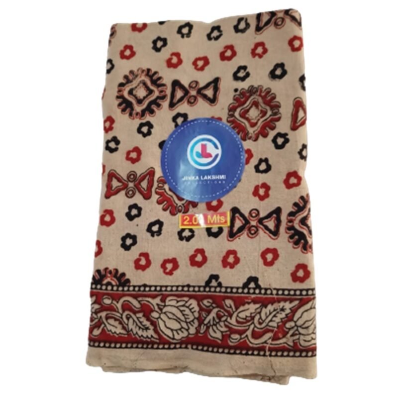 Kalamkari Cotton Lungi 2 Meters Unstitched Design 4 Folded