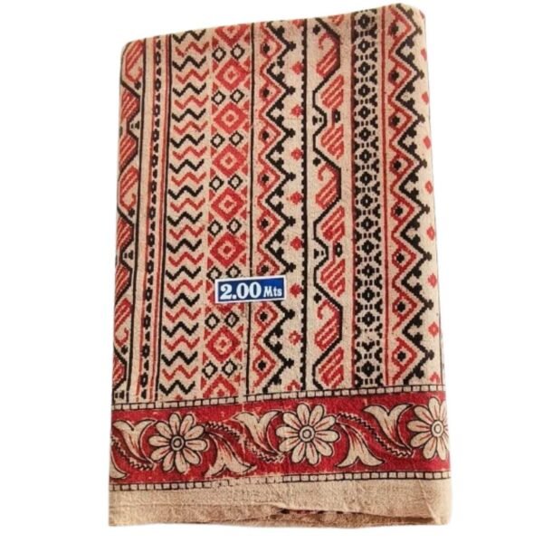 Kalamkari Cotton Lungi 2 Meters Unstitched Design 7 Folded