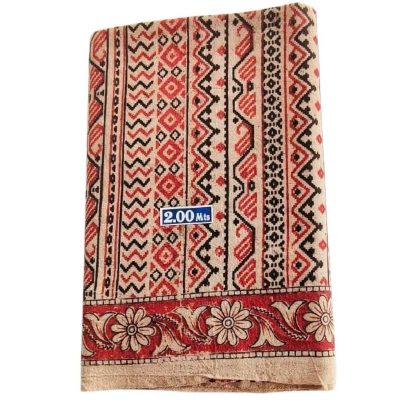 Kalamkari Cotton Lungi 2 Meters Unstitched Design 7 Folded