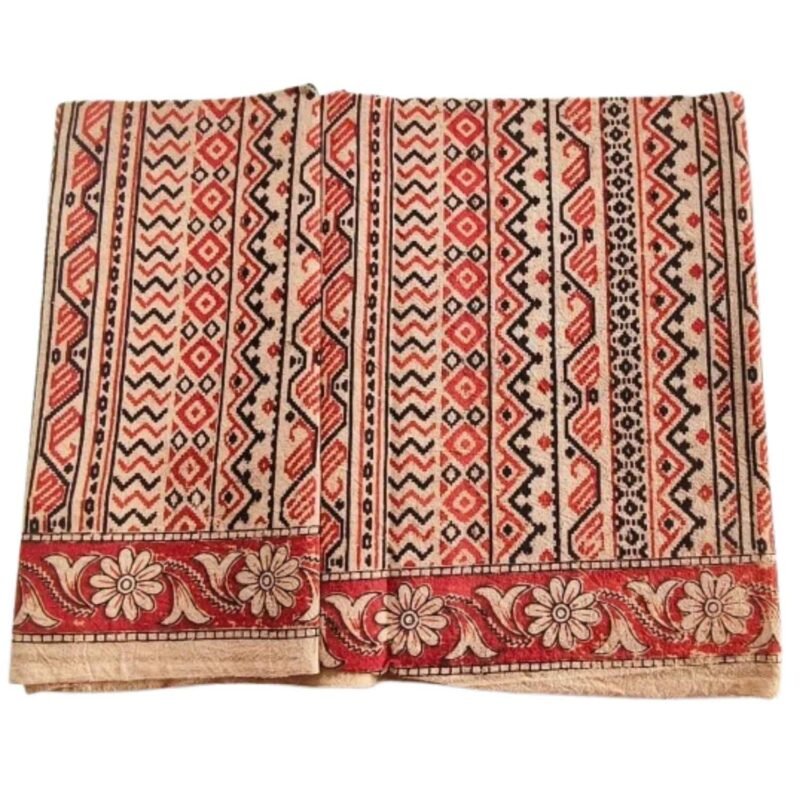 Kalamkari Cotton Lungi 2 Meters Unstitched Design 7 Unfolded