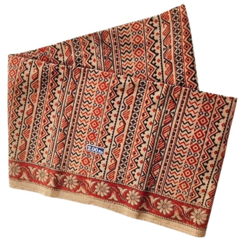 Kalamkari Cotton Lungi 2 Meters Unstitched Design 7 Unfolded1