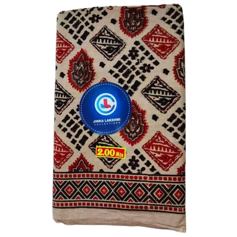 Kalamkari Cotton Lungi 2 Meters Unstitched Folded