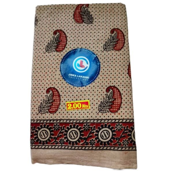 Kalamkari Cotton Lungi 2 Meters Unstitched Folded