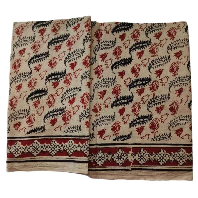 Kalamkari Cotton Lungi 2 Meters Unstitched Unfolded