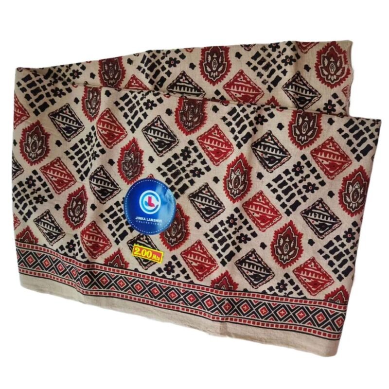Kalamkari Cotton Lungi 2 Meters Unstitched Unfolded1