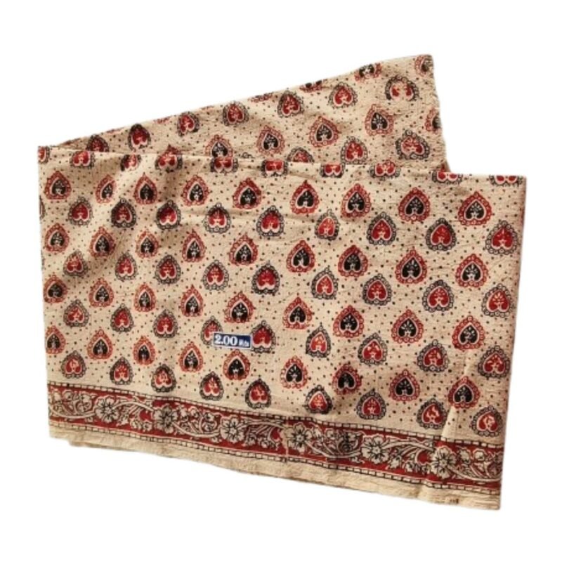 Kalamkari Cotton Lungi 2 Meters Unstitched Design 10 Unfolded1