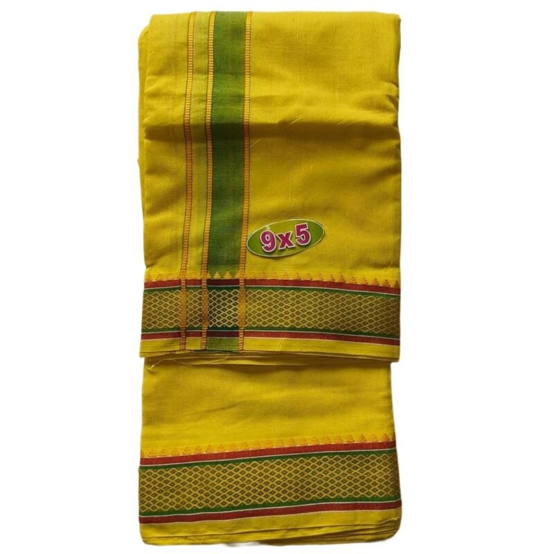 Lemon Yellow Cotton Dhoti Unfolded1