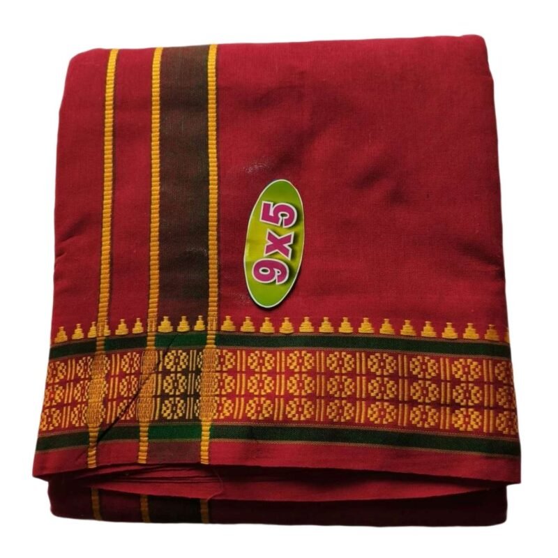 Maroon Cotton Dhoti 9x5 Size Folded