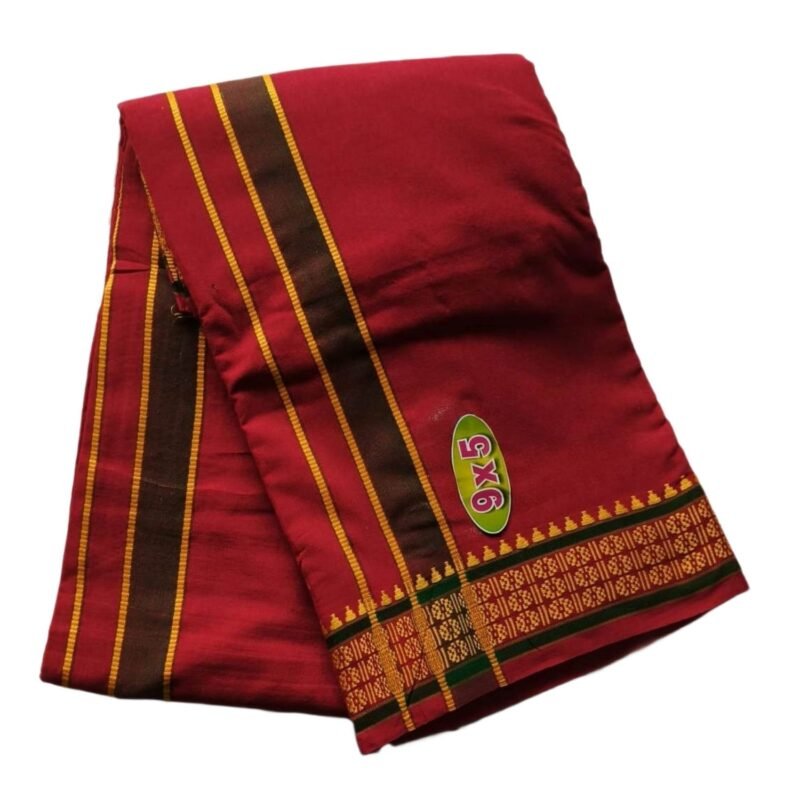 Maroon Cotton Dhoti 9x5 Size Unfolded