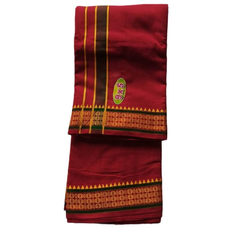 Maroon Cotton Dhoti 9x5 Size Unfolded1