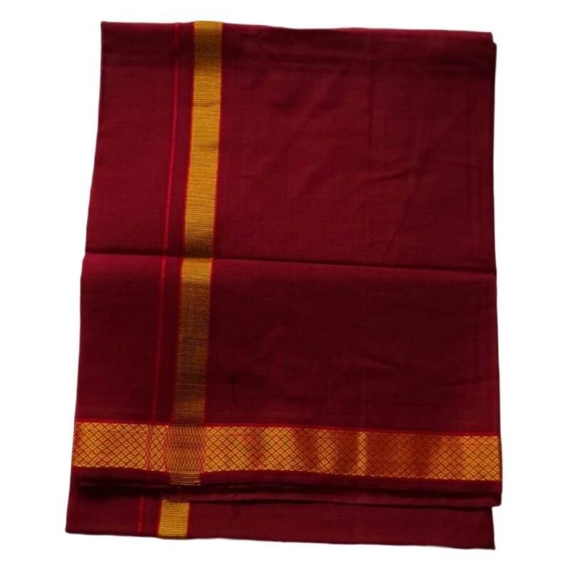 Maroon Cotton Lungi 2 Meters Unfolded