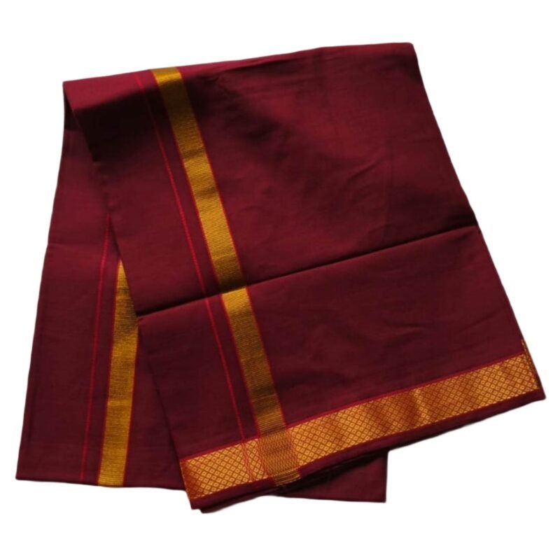 Maroon Cotton Lungi 2 Meters Unfolded1
