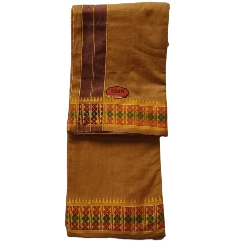 Mustard Brown Cotton Dhoti 10x6 Size Unfolded1