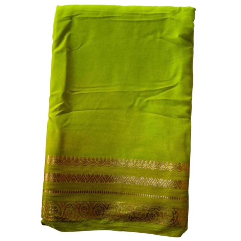 Green Mysore Silk Saree Folded