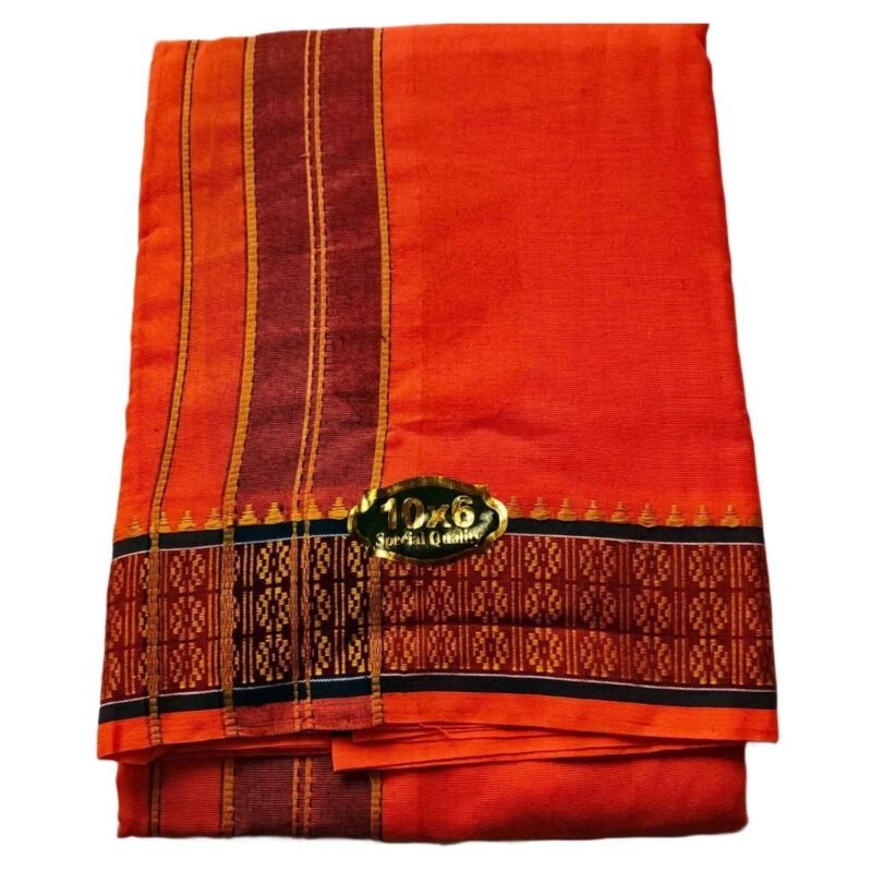 Orange Cotton Dhoti 10x6 Size Folded
