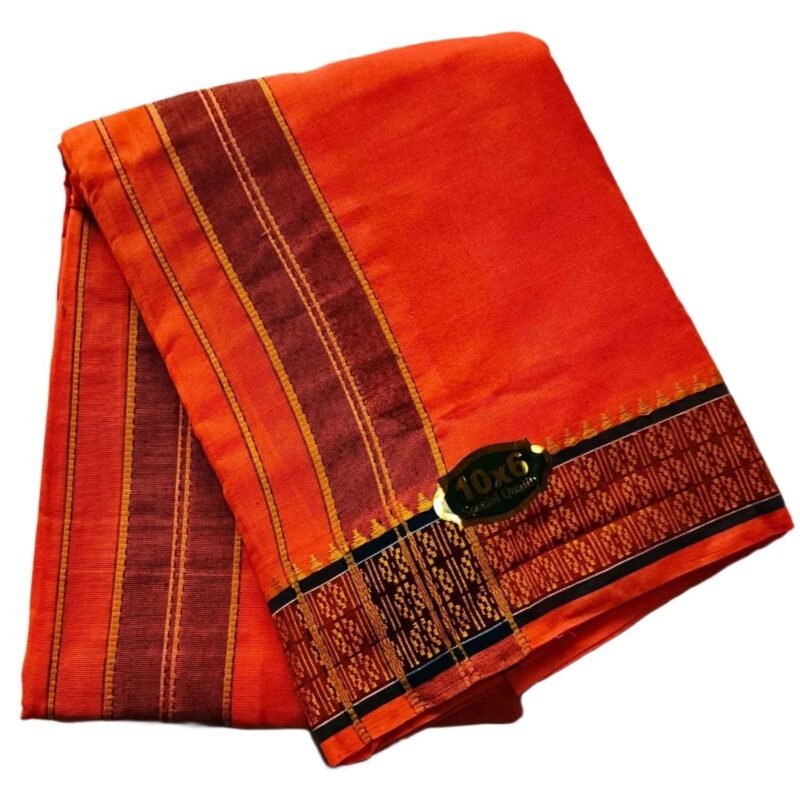 Orange Cotton Dhoti 10x6 Size Unfolded