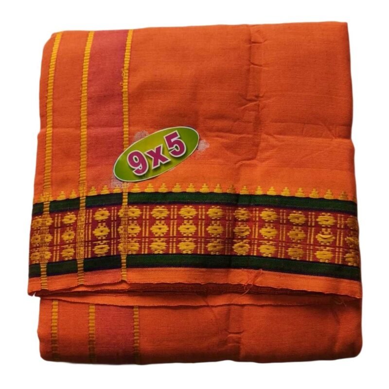 Orange Cotton Dhoti 9x5 Size Folded