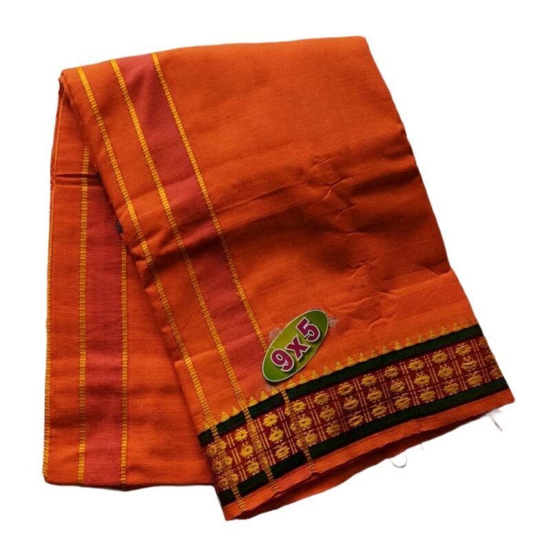 Orange Cotton Dhoti 9x5 Size Unfolded