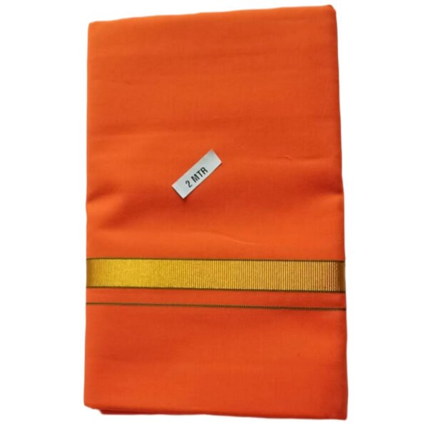 Orange Cotton Lungi 2 Meters Unstitched Folded