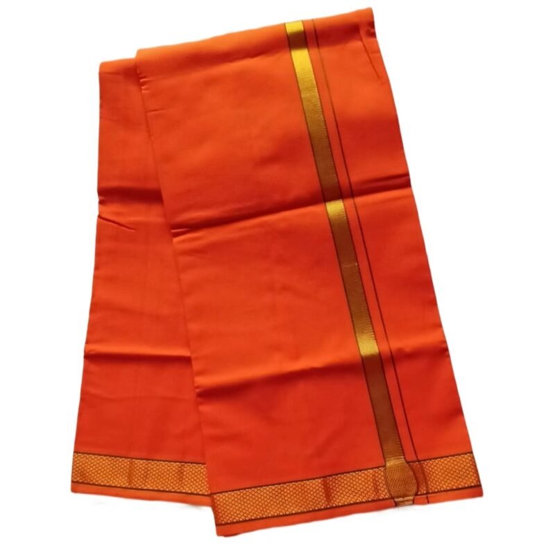 Orange Cotton Lungi 2 Meters Unstitched Unfolded