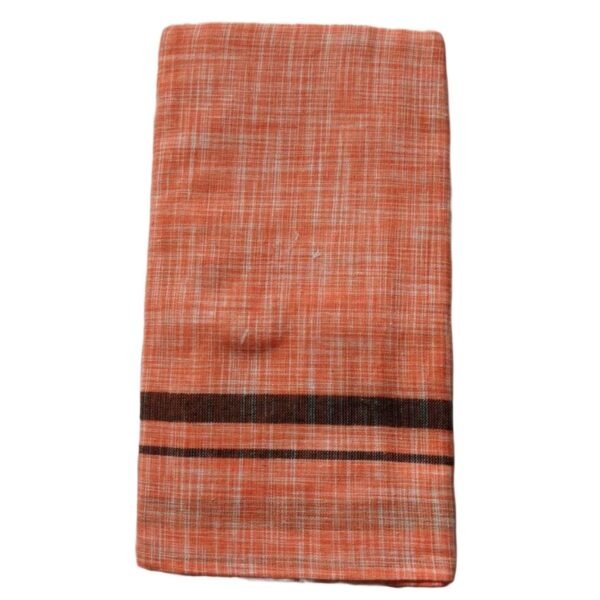 Orange Pure Cotton Lungi 2 Meters Unstitched Folded