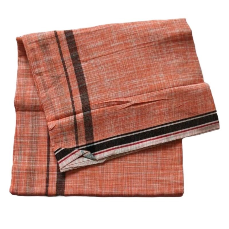 Orange Pure Cotton Lungi 2 Meters Unstitched Unfolded1