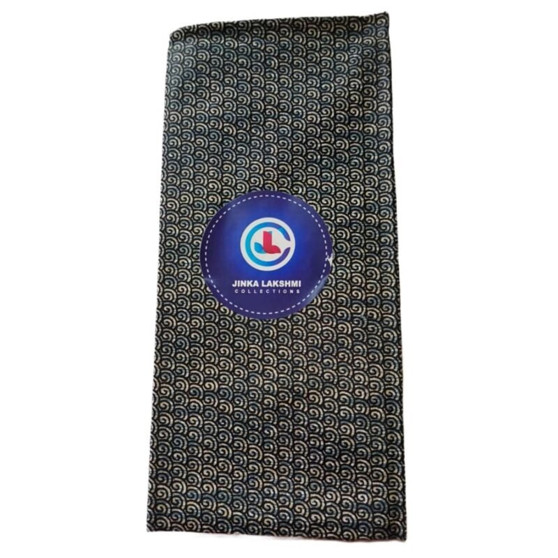 Peacock Blue Cotton Printed Lungi 2.25 Meters Unstitched Folded