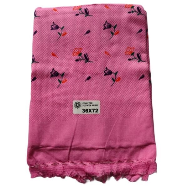 Pink Cotton Long Bath towel 36x72 Folded