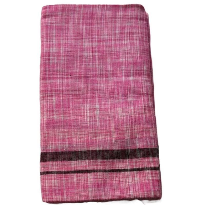 Pink Pure Cotton Lungi 2 Meters Unstitched Folded