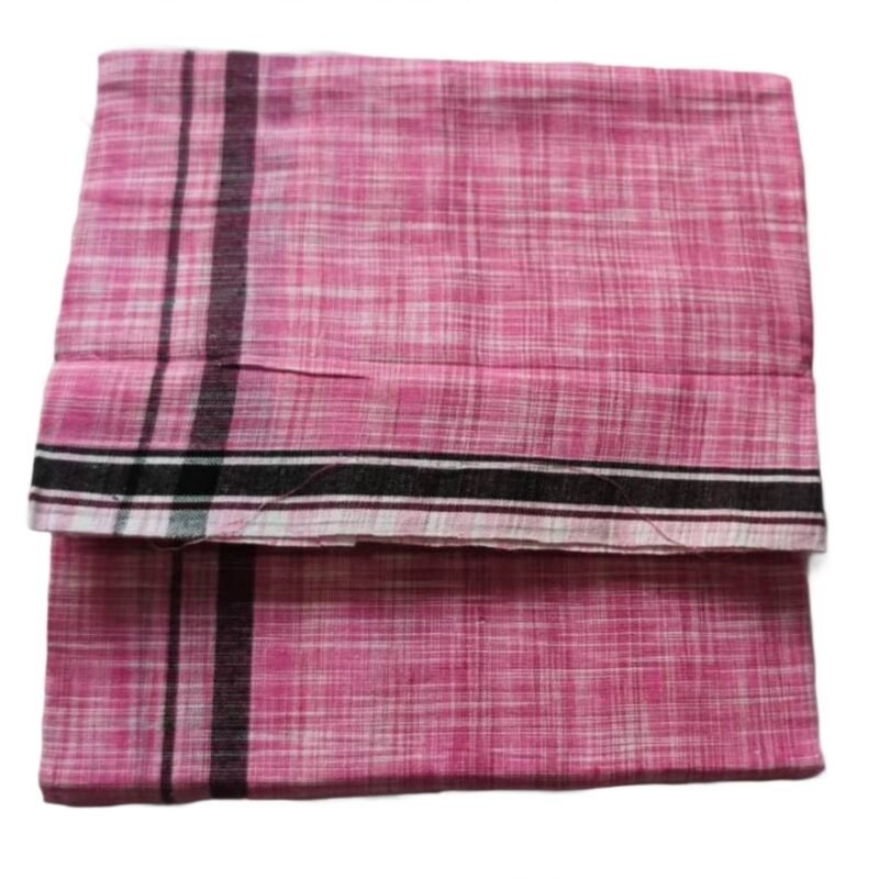 Pink Pure Cotton Lungi 2 Meters Unstitched Unfolded