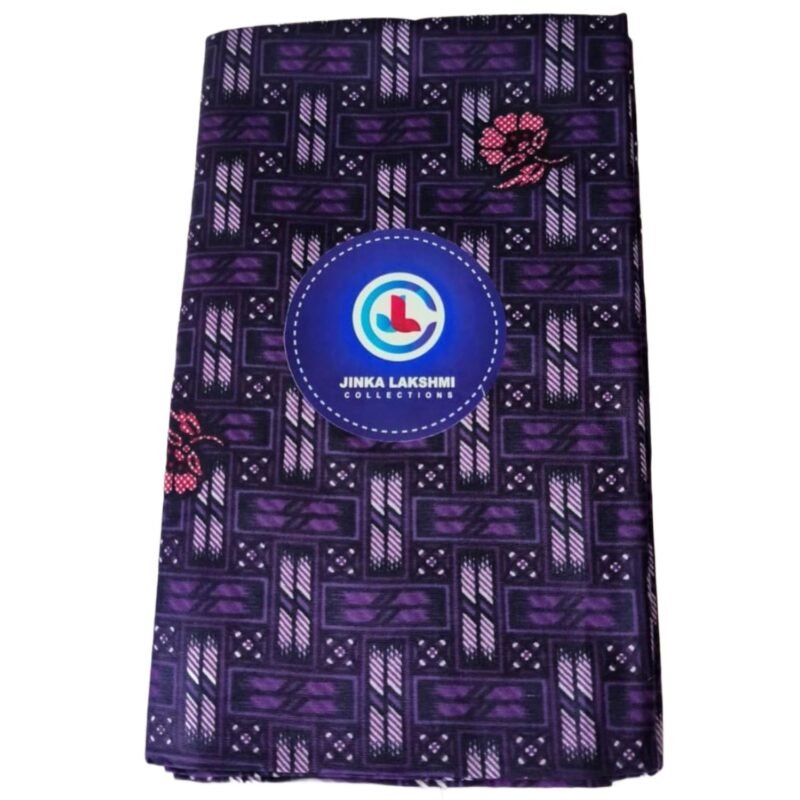 Purple Cotton Printed Lungi 2 Meters Unstitched Folded