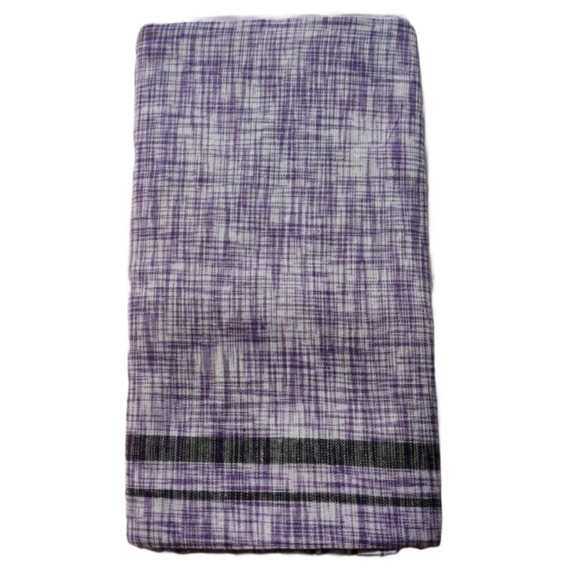 Purple Pure Cotton Lungi 2 meters Unstitched Folded