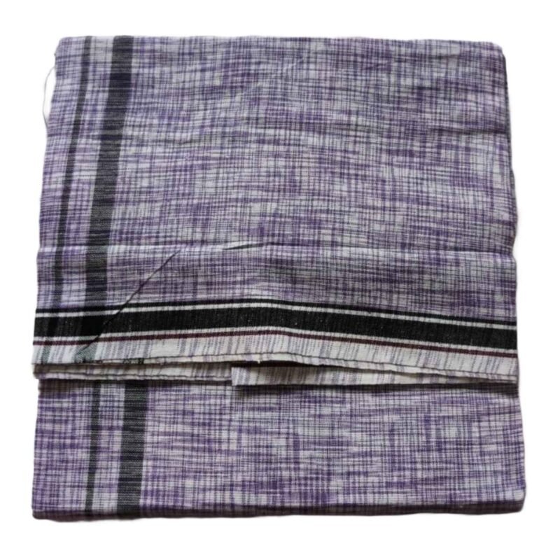 Purple Pure Cotton Lungi 2 meters Unstitched Unfolded