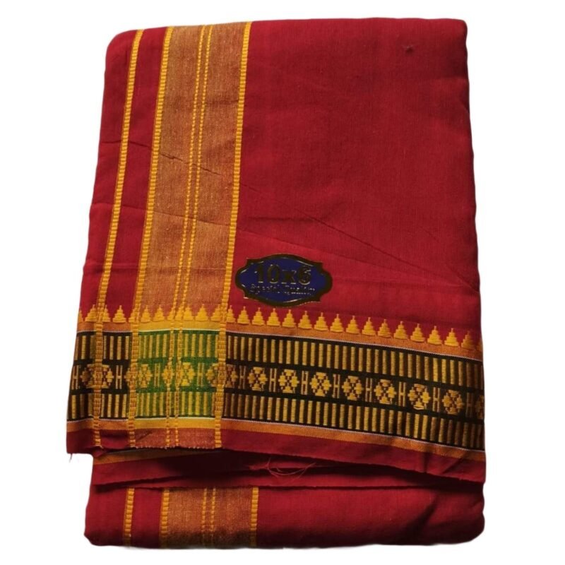 Dark Red Cotton Dhoti 10x6 Size Folded